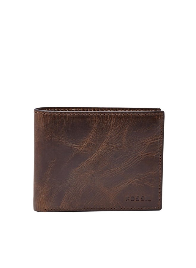 FOSSIL Fossil Men's Derrick Leather RFID-Blocking Bifold with Flip ID Wallet, Dark Brown, (Model: ML3681201)  - Image 1