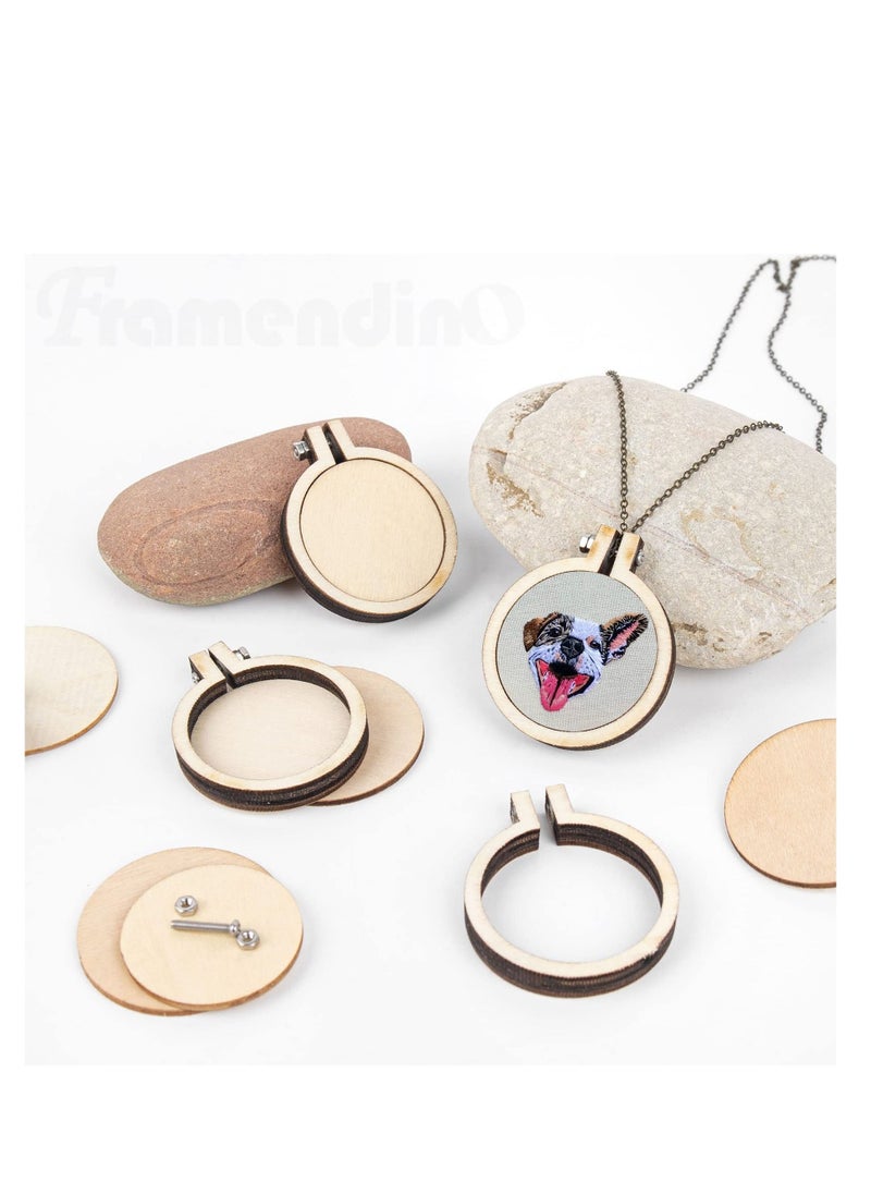 10 Pack Round Mini Embroidery Hoop, Mini Wood Hoop Ring Set, Cross Stitch Hoop Wood Display Frame for DIY Pendant Embroidery Frame Craft, for Art Craft Handy Sewing and Hanging  - Image 4