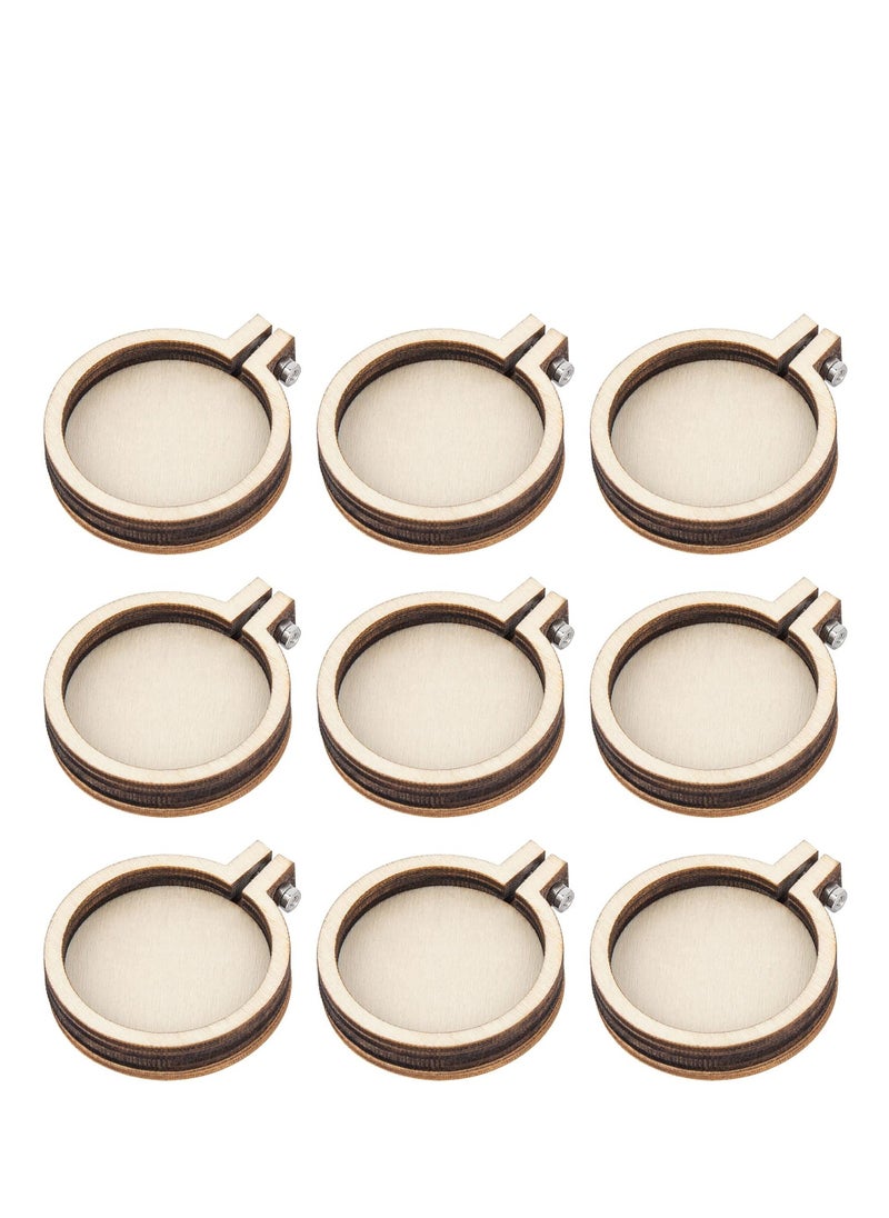 10 Pack Round Mini Embroidery Hoop, Mini Wood Hoop Ring Set, Cross Stitch Hoop Wood Display Frame for DIY Pendant Embroidery Frame Craft, for Art Craft Handy Sewing and Hanging  - Image 1