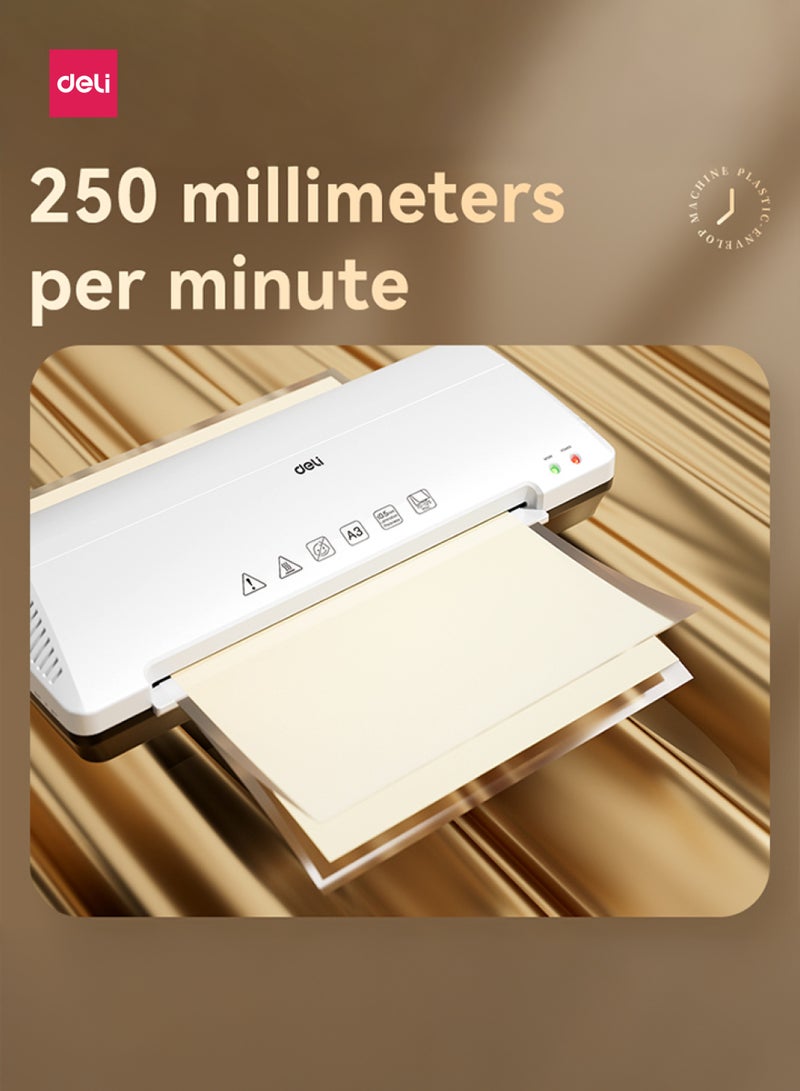 Deli T105 A3 Hot & Cold Laminator Machine, 70–125 Mic, Fast Preheating, 250mm/min Speed - Image 2