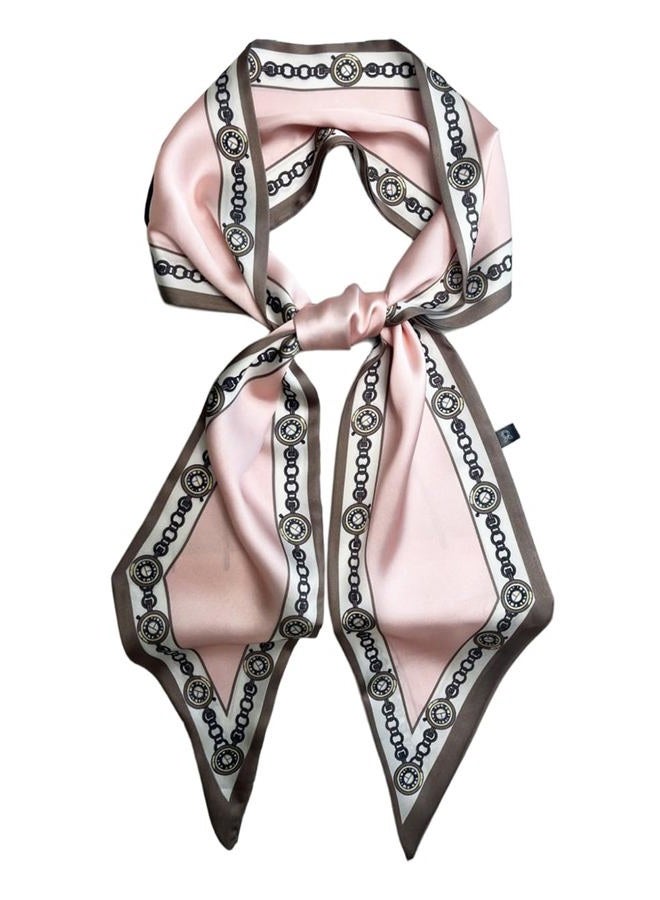 Julunar Hair Scarf for Women Silky Long Neck Head Scarves Purse Bag Scarfs for Handbag Satin Headscarf, 038.pink Chains, long - Image 1