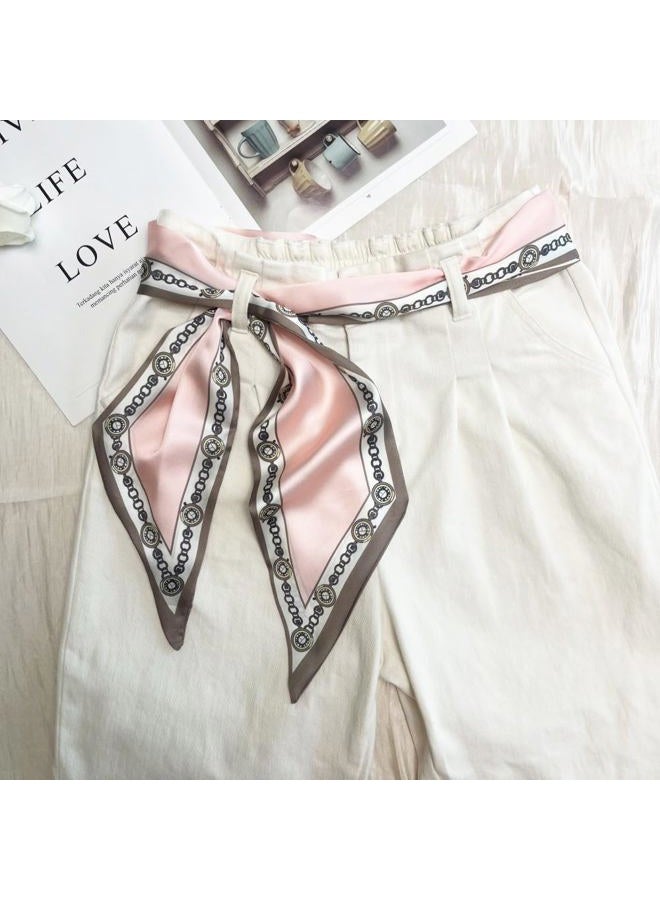 Julunar Hair Scarf for Women Silky Long Neck Head Scarves Purse Bag Scarfs for Handbag Satin Headscarf, 038.pink Chains, long - Image 5