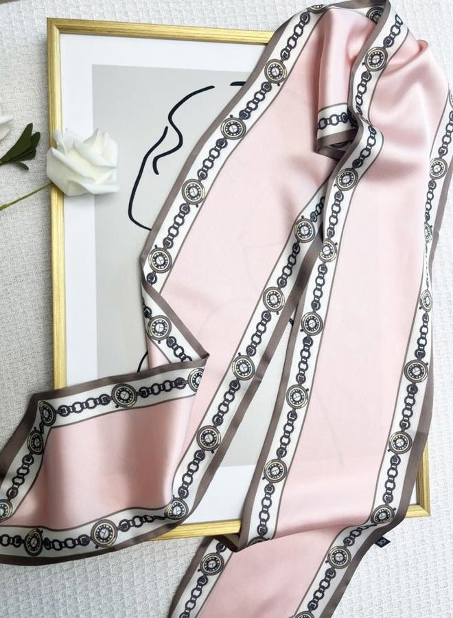 Julunar Hair Scarf for Women Silky Long Neck Head Scarves Purse Bag Scarfs for Handbag Satin Headscarf, 038.pink Chains, long - Image 4