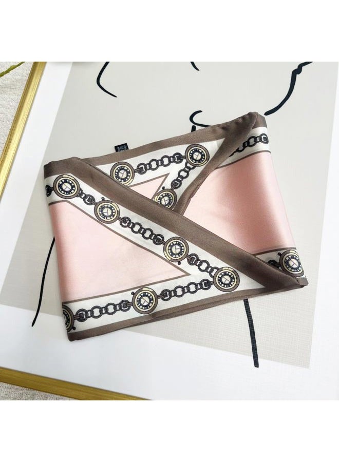 Julunar Hair Scarf for Women Silky Long Neck Head Scarves Purse Bag Scarfs for Handbag Satin Headscarf, 038.pink Chains, long - Image 2