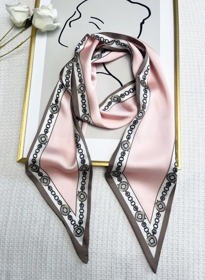 Julunar Hair Scarf for Women Silky Long Neck Head Scarves Purse Bag Scarfs for Handbag Satin Headscarf, 038.pink Chains, long - Image 3