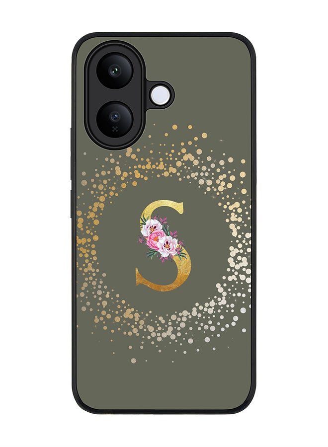 Stylizedd For vivo V60 Lite / V70 Lite Case,Slim fit Camera Protection, Shockproof Thin Phone cover  - Custom Monogram Floral - S  (Olive Green ) - Image 1