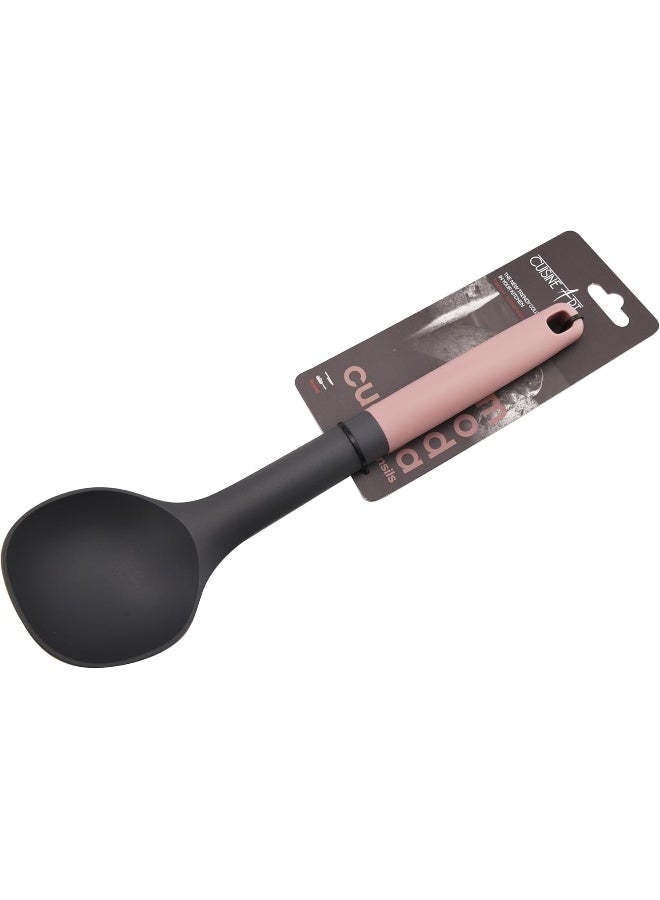 كويزين أرت مغرفة شوربة نايلون بمقبض  وفتحة تعليق، مقاومة للحرارة، لون ماروني فاتح وردي - Image 4