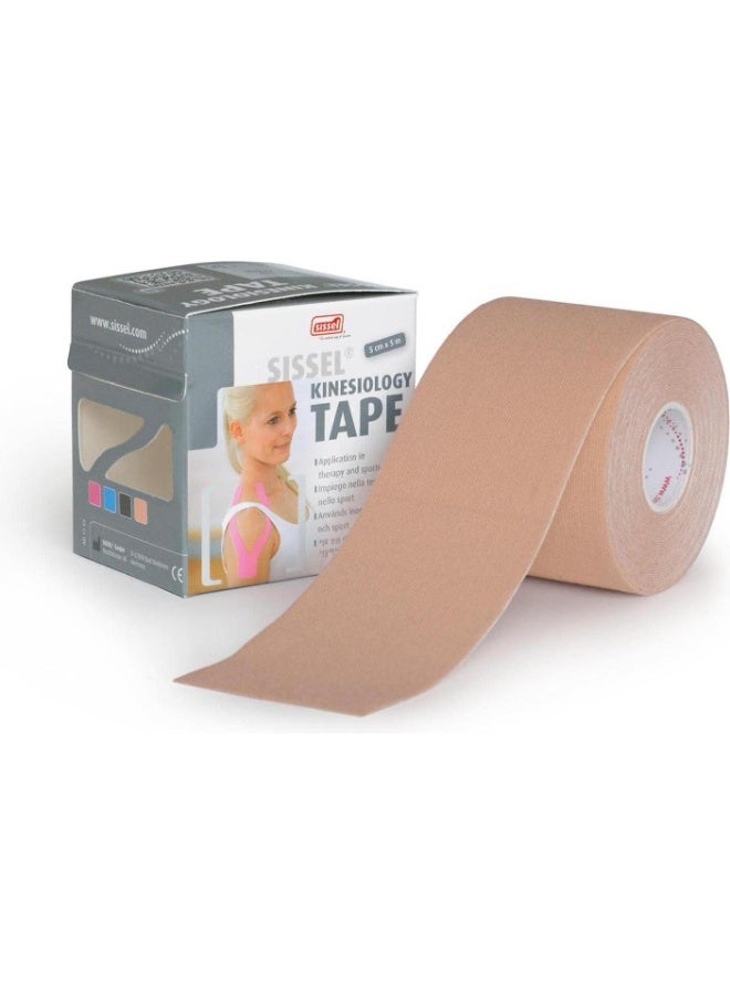 SISSEL Kinesiology Tape Natural colour 5CM x 5M – Elastic Sports & Physiotherapy Tape, Breathable Cotton with Medical Adhesive, Waterproof Muscle Support & Pain Relief Tape - Image 1