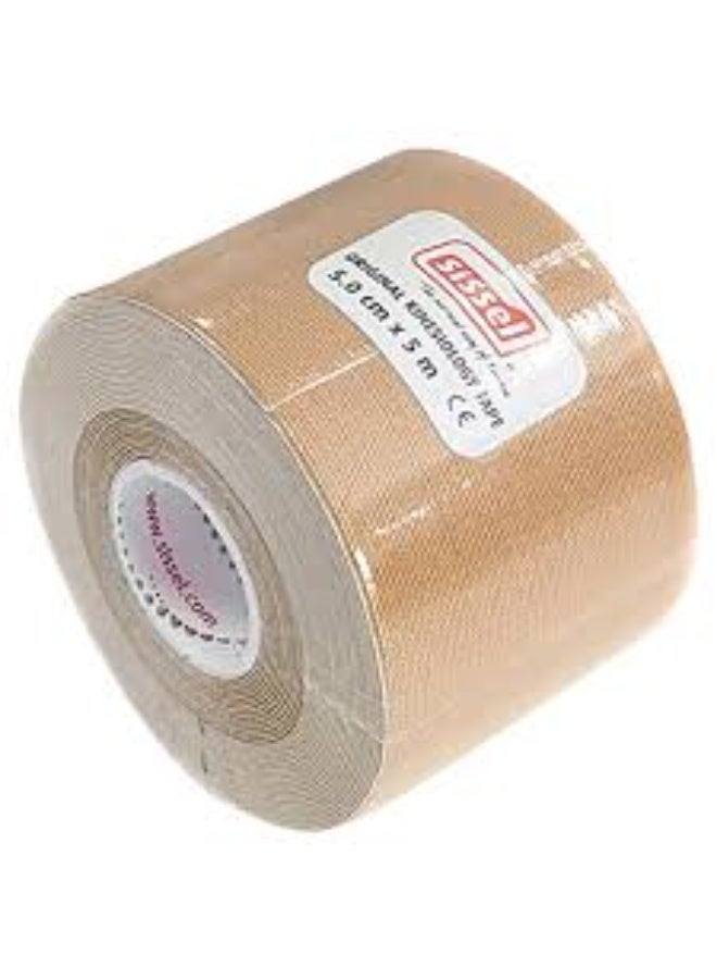 SISSEL Kinesiology Tape Natural colour 5CM x 5M – Elastic Sports & Physiotherapy Tape, Breathable Cotton with Medical Adhesive, Waterproof Muscle Support & Pain Relief Tape - Image 2
