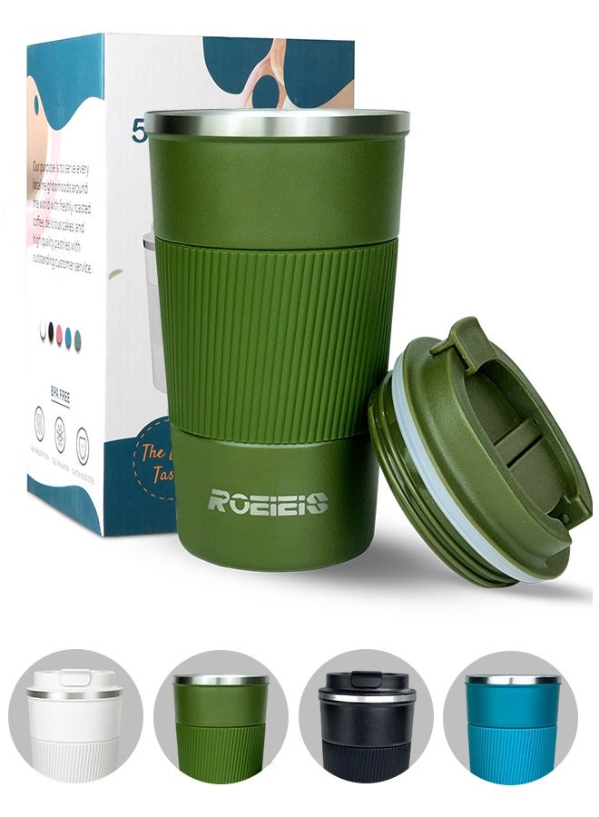 ROEIEIS Stainless Steel Vacuum Insulated Tumbler, Travel Coffee Mug Spill Proof with Lid, Thermos Cup, Reusable Coffee Cup for Hot and Cold - Image 1