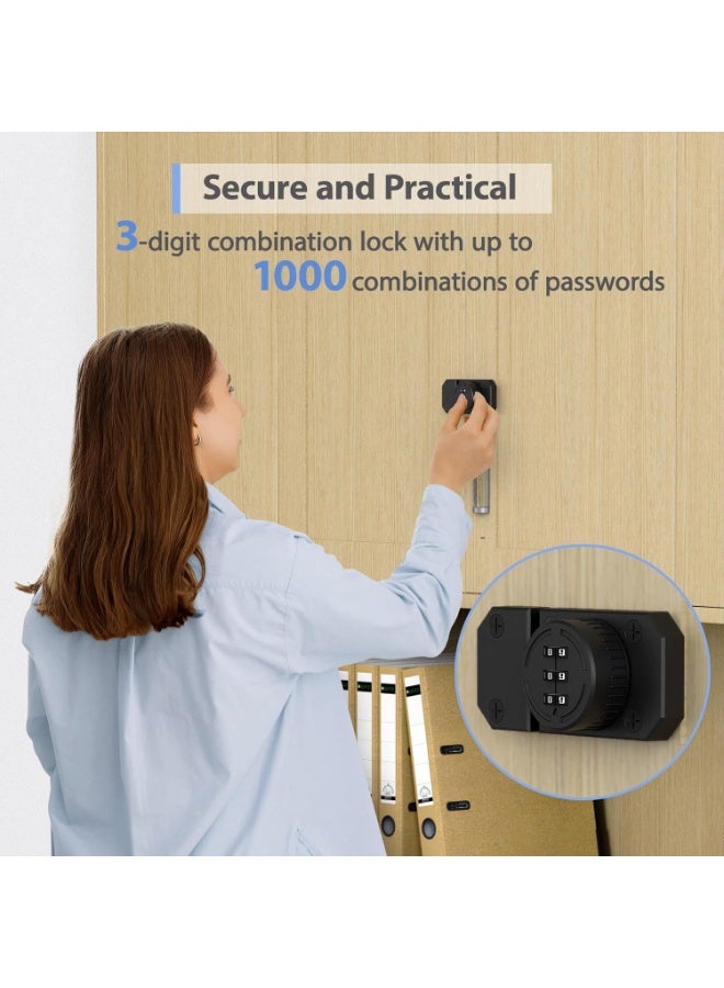 kunshao 3-Digit Combination Cabinet Lock, Mechanical Rotary Keyless Zinc Alloy Lock with Screws for Barn Door, One-Way Door, Closet, Drawer, Liquor Cabinet (1, Black) - Image 3