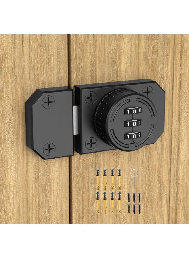 kunshao 3-Digit Combination Cabinet Lock, Mechanical Rotary Keyless Zinc Alloy Lock with Screws for Barn Door, One-Way Door, Closet, Drawer, Liquor Cabinet (1, Black) - Image 4