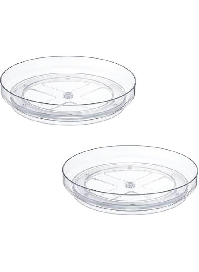 TRASSLE 23CM Clear Non-Skid Lazy Susan Organizers - Turntable Rack for Kitchen Cabinet, Pantry Organization and Storage,Bathroom Closet, Vanity Countertop Makeup Organizing, Spice Rack,2 Pack - Image 1