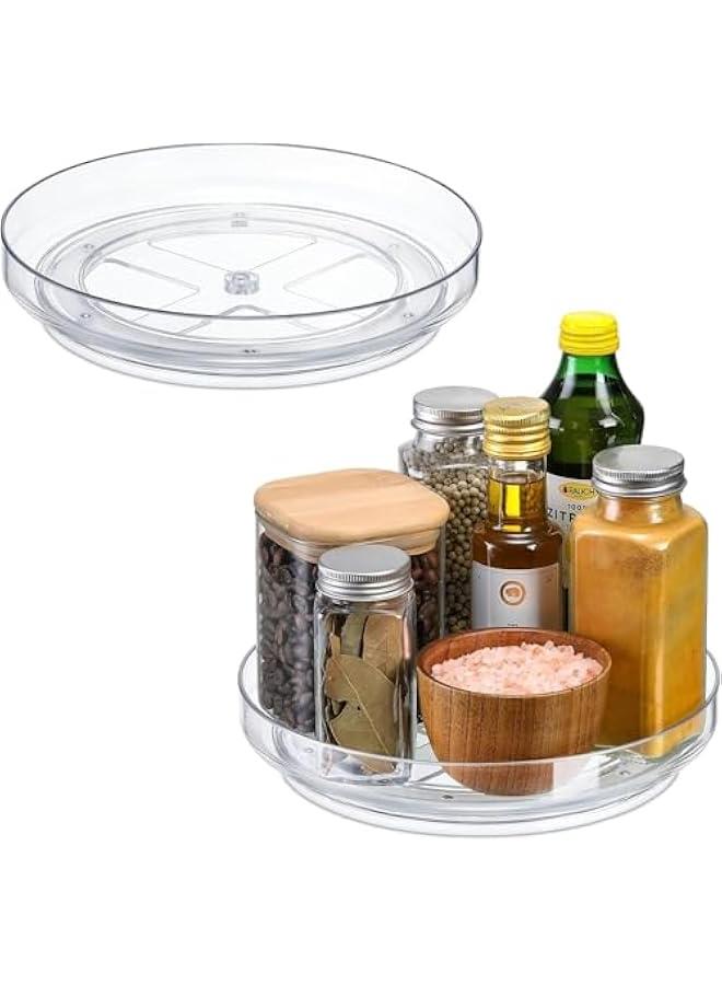 TRASSLE 23CM Clear Non-Skid Lazy Susan Organizers - Turntable Rack for Kitchen Cabinet, Pantry Organization and Storage,Bathroom Closet, Vanity Countertop Makeup Organizing, Spice Rack,2 Pack - Image 3