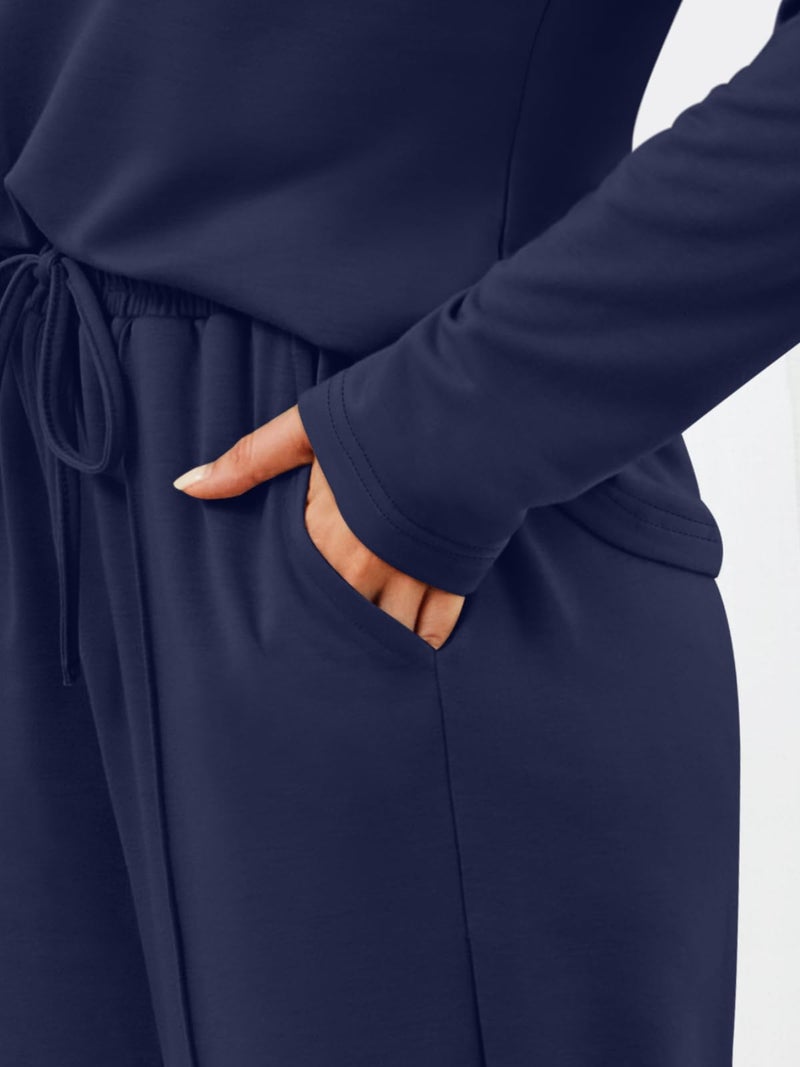 AUTOMET Sweatsuits Women 2 Piece Outfit Fashion Travel Lounge Sets With Wide Leg Pants Airport Track Suits Fall Clothes 2026 Navy S - Image 5