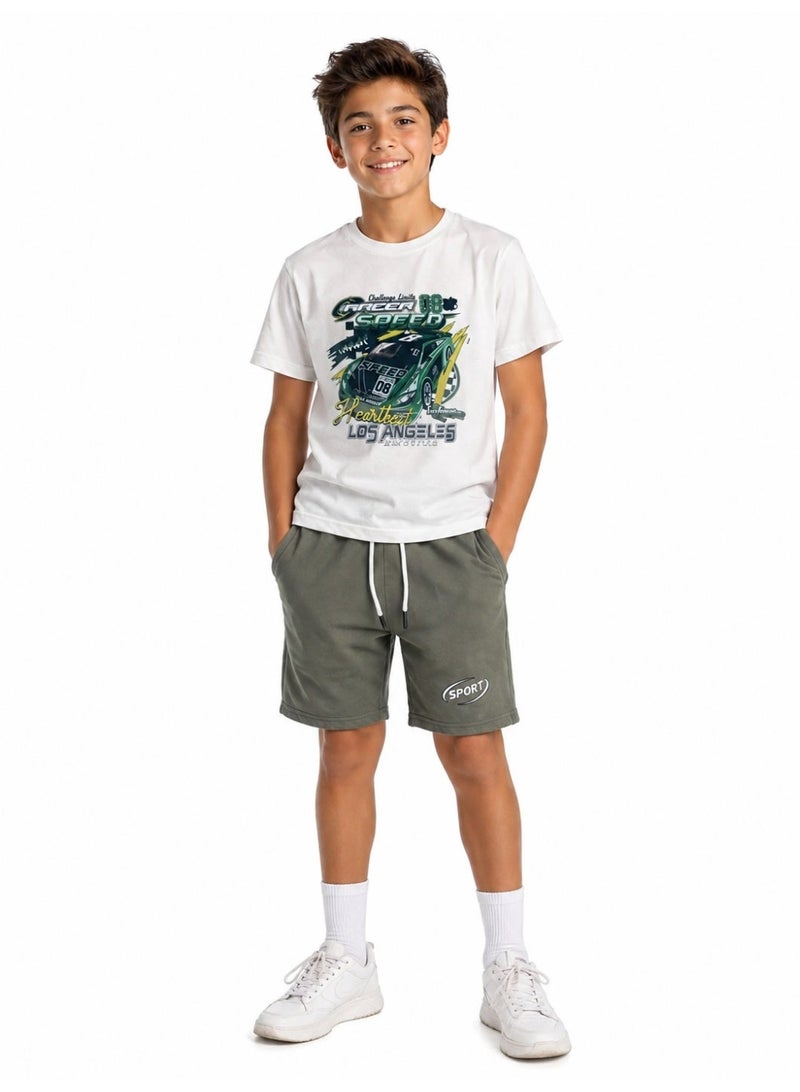 Caesar Boys' 2-piece set: short-sleeved T-shirt and shorts. - Image 1