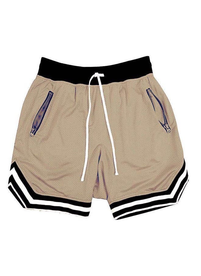 Generic Plus Size Casual Men Basketball Shorts Summer Drawstring Sports Pants Khaki  - Image 1