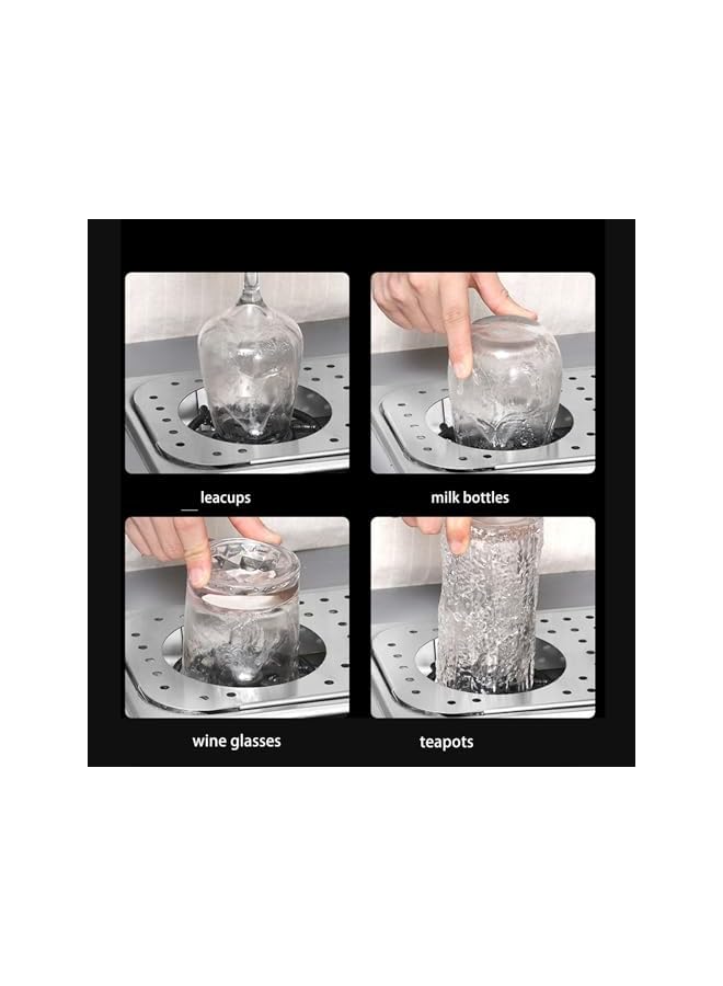 Pitcher Rinser, Stainless Steel Automatic Cup Washer Glass Rinser, High Pressure Cup Washing Equipment with Drain Drip Tray for Home Coffee Shop Bar, 12.8 X 6.9 Inches - Image 2