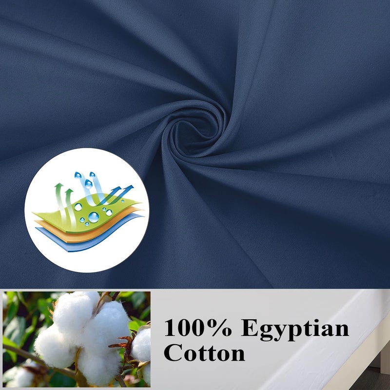 Shunjie.Home حامي وسادة القياسي الحجم 100 ٪ وسادة القطن المصرية يغطي 400 خيط عدد الحالات ساتين نسج وسادة التبريد مع سستة مخفية مخفية مجموعة رعاية سهلة صاخبة من 2 (الأزرق البحرية)  - Image 3