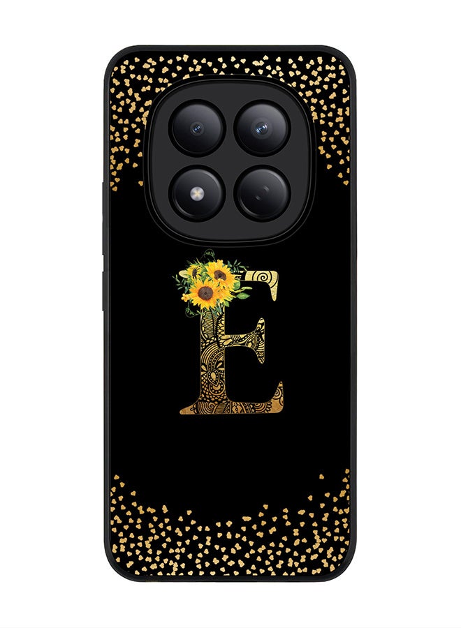 For Xiaomi Redmi Note 15 Pro 4G Case,Slim fit Camera Protection, Shockproof Thin Phone cover  - Custom Floral Monogram - E ( Black )
