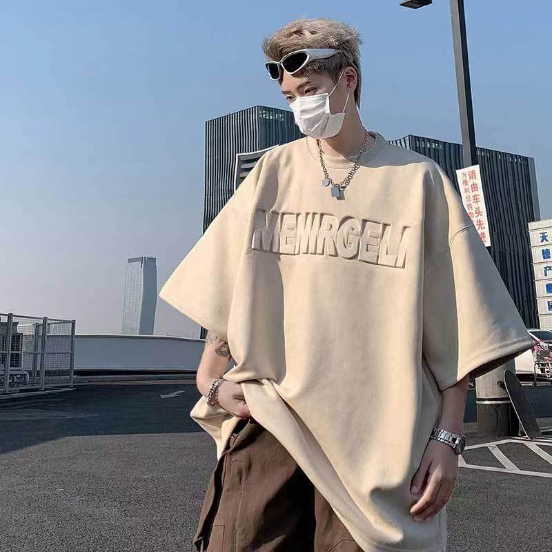 Suede Short-Sleeved T-Shirt Men'S 2024 Arrival Fashionable Steel-Printed Loose Half-Sleeved T-Shirt - Image 1