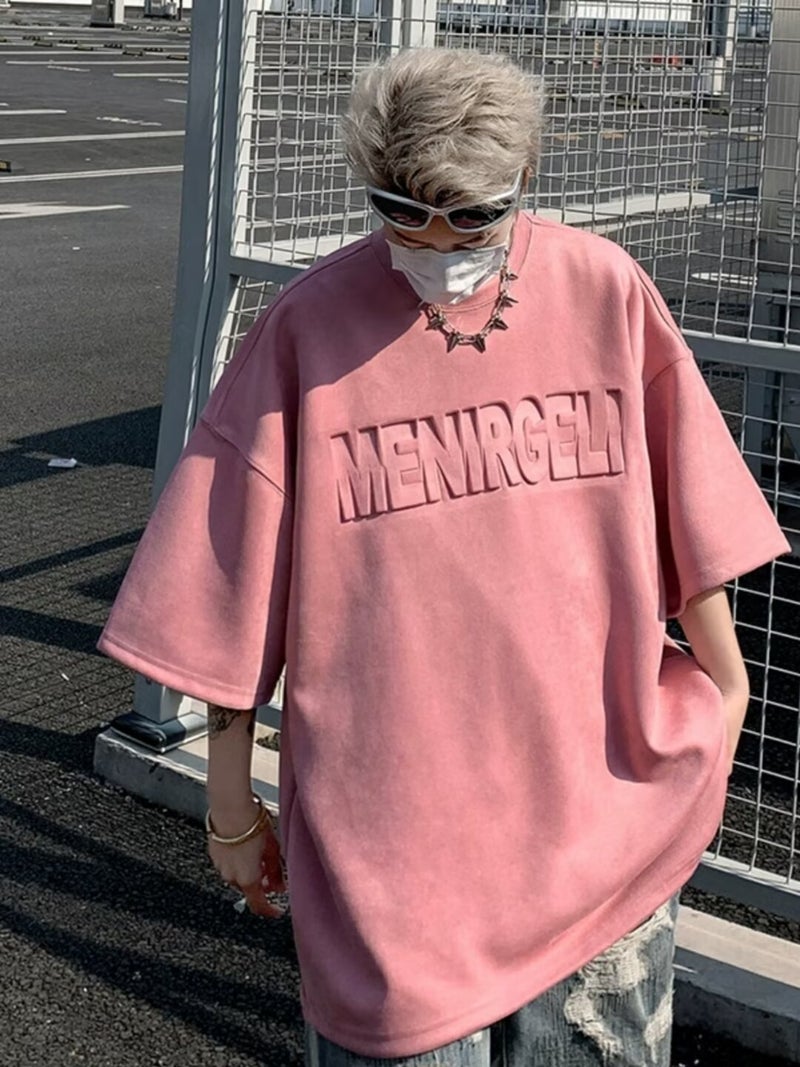 Suede Short-Sleeved T-Shirt Men'S 2024 Arrival Fashionable Steel-Printed Loose Half-Sleeved T-Shirt - Image 2
