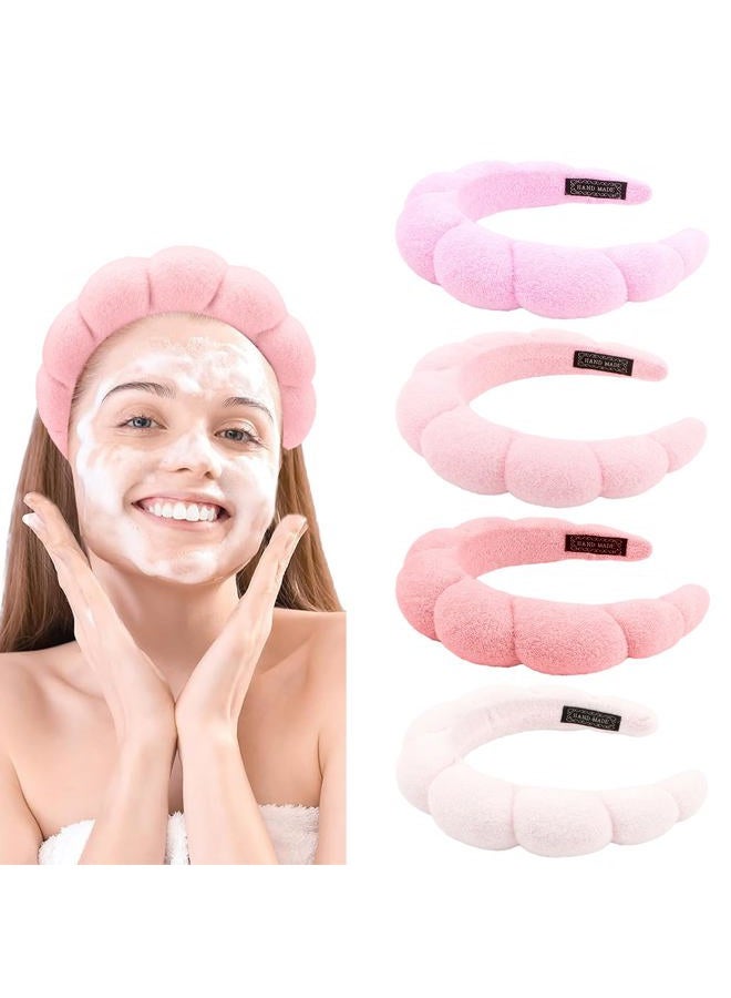 Canitor 4 PCS Spa Headband Pink Skincare Headband Makeup Headband Face Wash Skin Care Make Up Cute Preppy Teen Girl Gifts Trendy Stuff Aesthetic Bachelorette Party Favors Valentines Day Christmas - Image 1