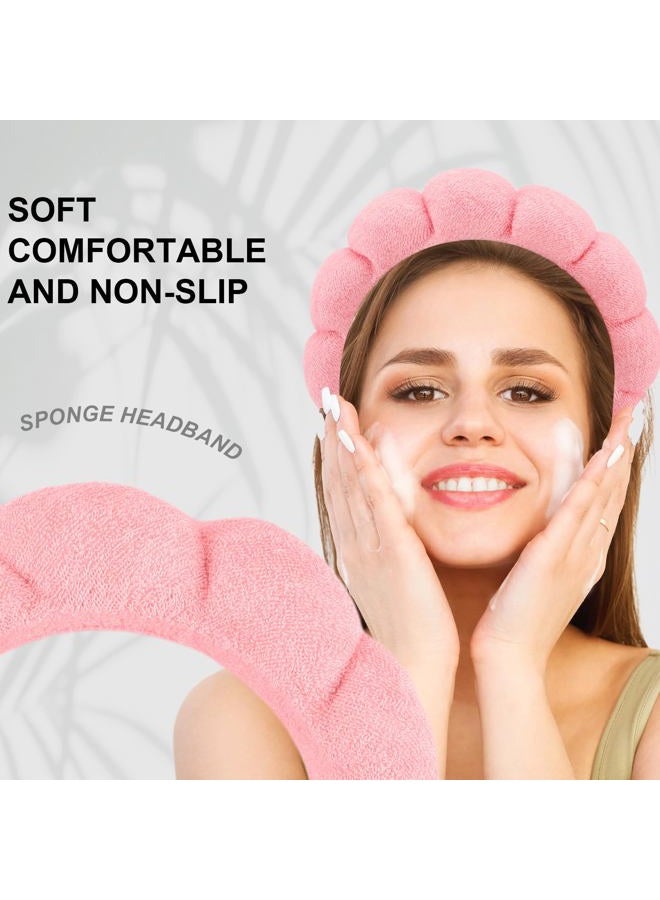 Canitor 4 PCS Spa Headband Pink Skincare Headband Makeup Headband Face Wash Skin Care Make Up Cute Preppy Teen Girl Gifts Trendy Stuff Aesthetic Bachelorette Party Favors Valentines Day Christmas - Image 5