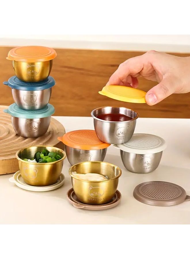 304 Stainless Steel Sauce Cup With Leak Proof Plastic Lid Modern Kitchenware - Image 5