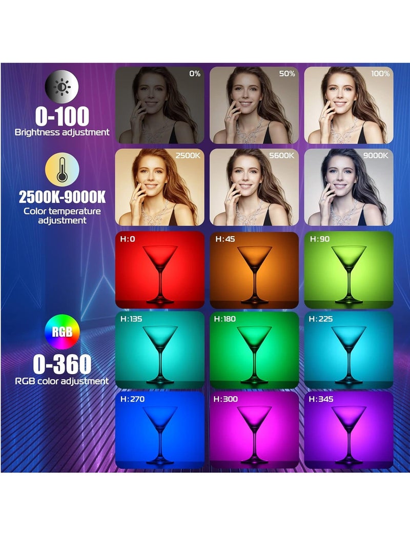 يولانزي أولانزي في إل 119 عصا إضاءة محمولة 360° آر جي بي  إل إي دي فيديو للتصوير الفوتوغرافي مصباح أنبوبي قابل لإعادة الشحن بقوة 2600 مللي أمبير في الساعة لتصوير الفيديو 2500 إلى 9000 كلفن مصباح كاميرا قابل للتعتيم مع شاشة LCD - Image 3