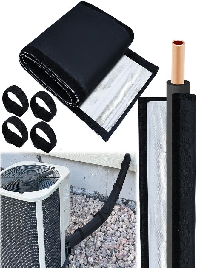 Jeyeou 3 Layers HVAC Copper Pipe Insulation Cover Protector Outdoor 600D Oxford AC Copper Line Insulation Sleeve Wrap for Outside 72x10.2Inch with 4 Adjustable Straps for Central Air Conditioning Mini Splits - Image 1