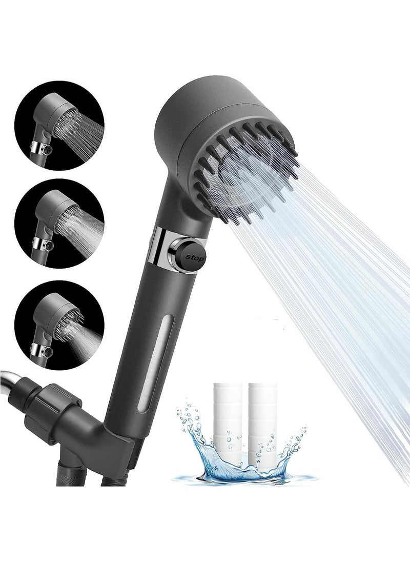 DubaiGallery Massage Multifunctional One-Button Adjustment Shower Head,Handheld High Pressure Shower Head,Massage and Skin Beauty 3 Mode Detachable Shower Head+2 Shower Balls+3 Filter（Set）  - Image 1