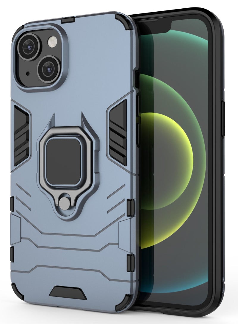 Blue Protective Case Cover With Finger Ring Holder For iPhone - Image 1