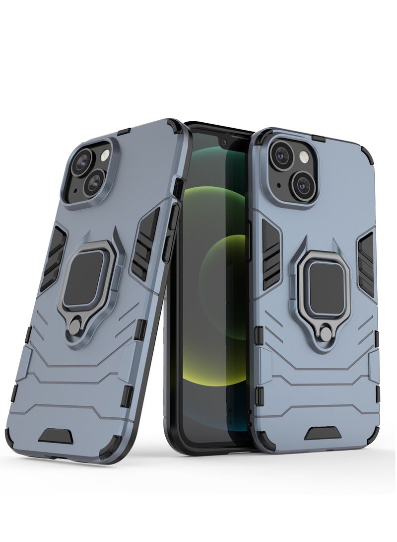 Blue Protective Case Cover With Finger Ring Holder For iPhone - Image 2