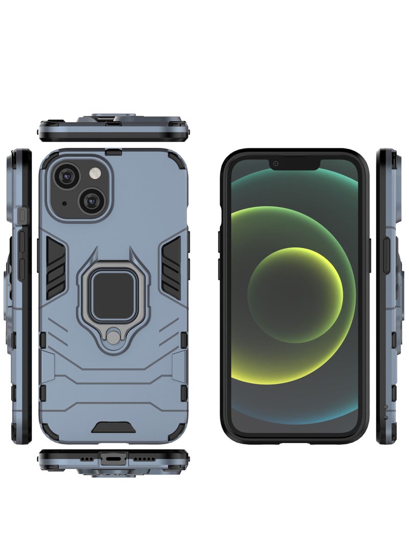 Blue Protective Case Cover With Finger Ring Holder For iPhone - Image 3