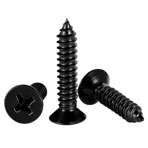 OUSCHR #10 x 5/8" Wood Screws Flat Head Fast Self Tapping Drywall Screws 18-8 Stainless Steel 304 Black Finish, 100 PCS - Image 2