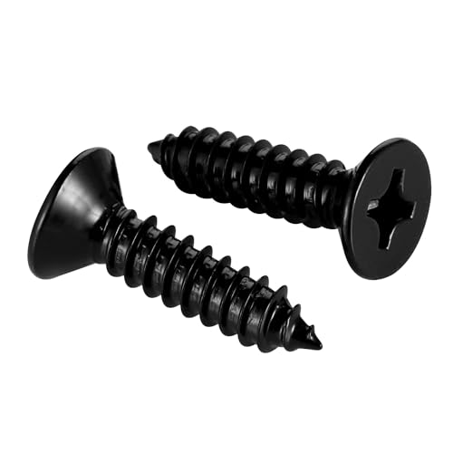 OUSCHR #10 x 5/8" Wood Screws Flat Head Fast Self Tapping Drywall Screws 18-8 Stainless Steel 304 Black Finish, 100 PCS - Image 1
