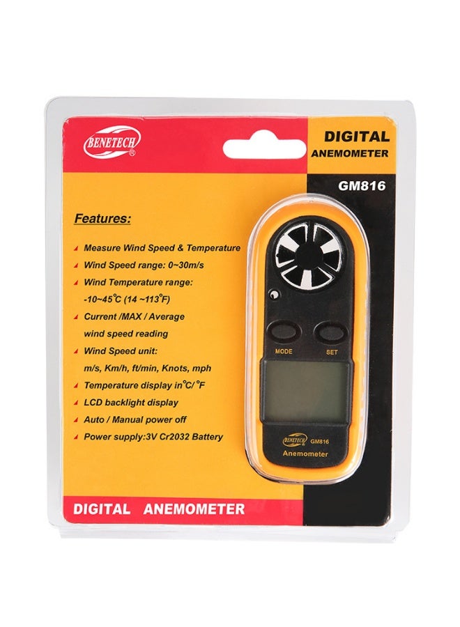 بينيتيك مقياس سرعة الرياح الرقمي مع شاشة LCD بإضاءة خلفية، خمس وحدات لقياس سرعة الرياح، قياس درجة الحرارة مئوية/فهرنهايت، عرض السرعة الحالية والقصوى والمتوسطة - Image 4