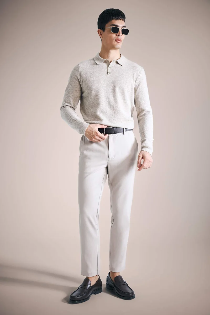 ديفاكتو 100% Wool Standard Fit Polo Collar Pullover