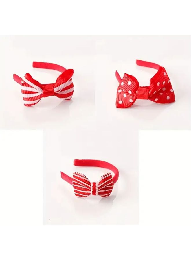 Red 3 Piece Set Miniature Doll Hair Accessories DIY Craft Kit - Image 1