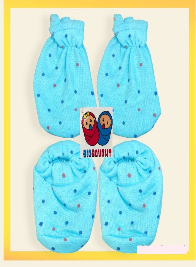 Bigbought Baby Boy and Baby Girl Combo/Gift Set Of Hand Mittens (Gloves) (4 Pairs) and Leg Booties (Socks) (4 Pairs), Pure Hosiery Soft Skin Friendly Fabric, 0 to 6 Months - Image 3