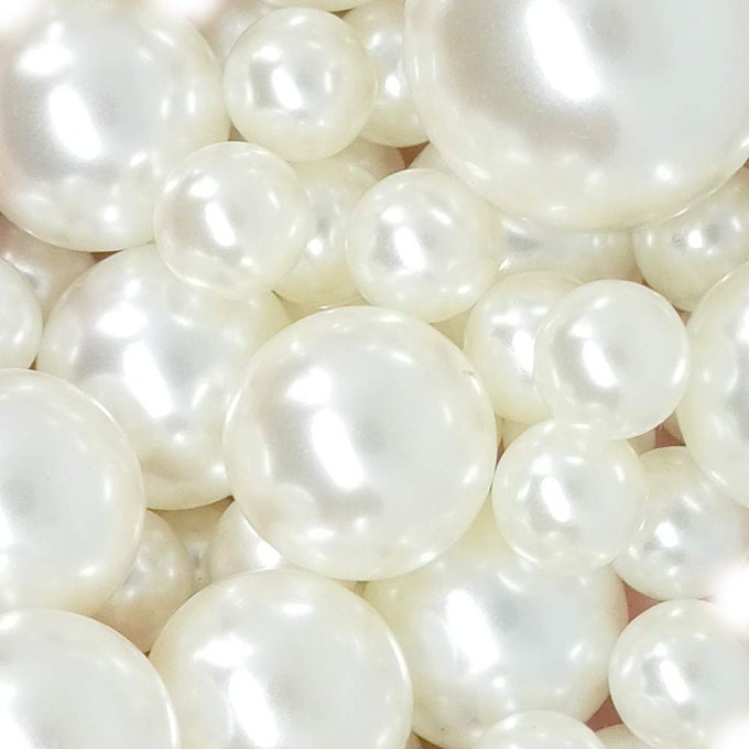 LIFESTYLECAT 104PCS MIXED SIZE PEARLS BEADS NO HOLES 8MM 14MM 20MM PEARLS FOR VASE FILLER TABLE SCATTER WEDDING BIRTHDAY PARTY HOME DECORATION IVORY