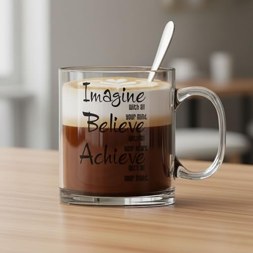 Gift Arcadia Imagine in All Printed Transparent Coffee Mug Tea Cup | Gift to Best Friends Coffee Mugs | Microwave Safe Glass Mugs for Hot & Cold Beverages -1 Piece Glass 330ml (GM044) - Image 4