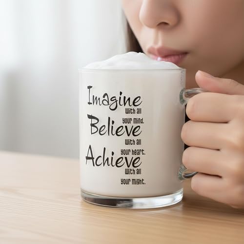 Gift Arcadia Imagine in All Printed Transparent Coffee Mug Tea Cup | Gift to Best Friends Coffee Mugs | Microwave Safe Glass Mugs for Hot & Cold Beverages -1 Piece Glass 330ml (GM044) - Image 2