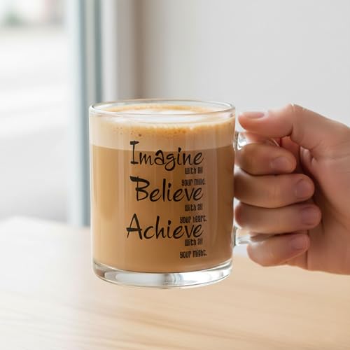Gift Arcadia Imagine in All Printed Transparent Coffee Mug Tea Cup | Gift to Best Friends Coffee Mugs | Microwave Safe Glass Mugs for Hot & Cold Beverages -1 Piece Glass 330ml (GM044) - Image 3