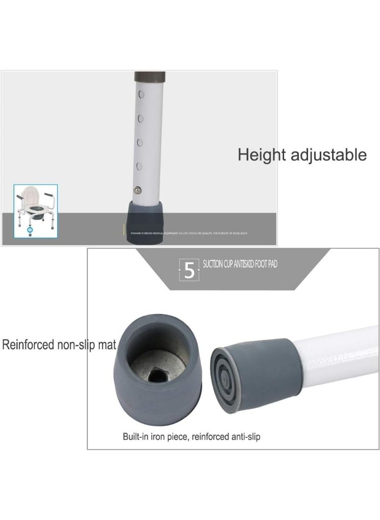 Media Steel commode chair bathroom base for the elderly with backrest armrests and adjustable height - Image 2