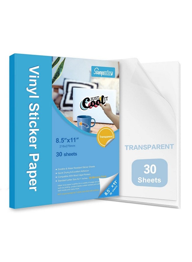 Stampcolour Premium Printable Vinyl Sticker Papertransparent 30 Clear Selfadhesive Sheetsnowaterproofdries Quickly Vivid Colors Decal Papertear Resistantfor Any Epson Hp Canon Sawgrass Inkjet Printer  - Image 1
