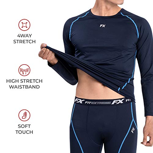 FITEXTREME MAXHEAT Mens Thermal Underwear Long Johns Set with Fleece Lined Navy XL - Image 3