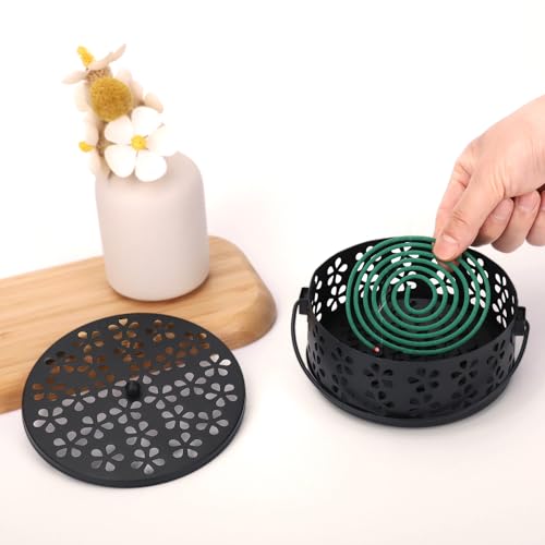 MEADAY Mosquito Coil Holder Indoor Outdoor Portable Incense Coil Burner for Patio Camping (Black) - Image 3