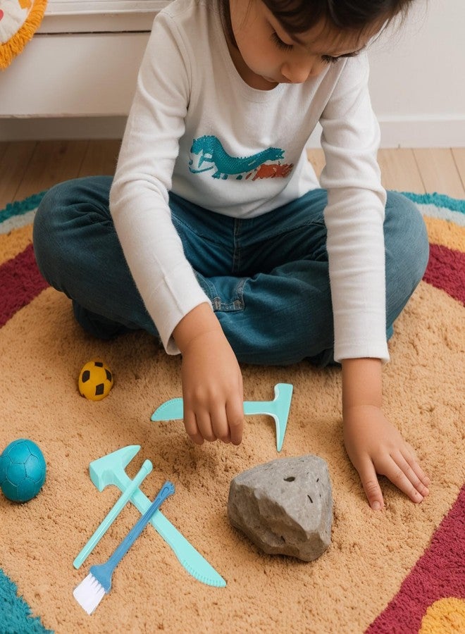 jarbins Dino Fossils Dig Kit 24 Pcs Kids Engineering Toys Interactive Project for Ages 3-8 Digging Hammer Chisel Brush Archaeological Excavation Tool Kit for Learning Activity - Image 5